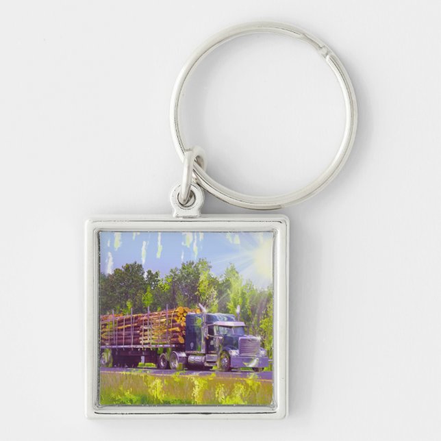 BIG RIG FREIGHT TRUCK LOVERS Art Keychain (Front)