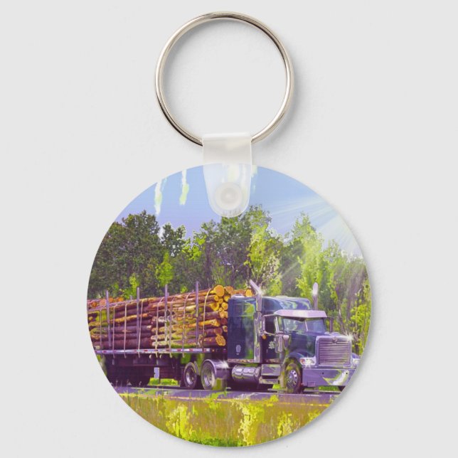 BIG RIG FREIGHT TRUCK LOVERS Art Keychain (Front)