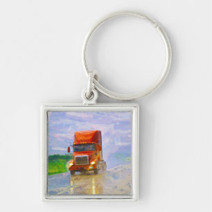 BIG RIG FREIGHT TRUCK LOVERS Art Keychain