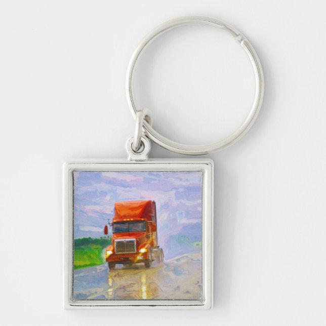 BIG RIG FREIGHT TRUCK LOVERS Art Keychain (Front)