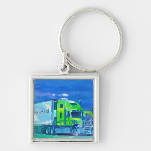 BIG RIG FREIGHT TRUCK LOVERS Art Keychain (Front)