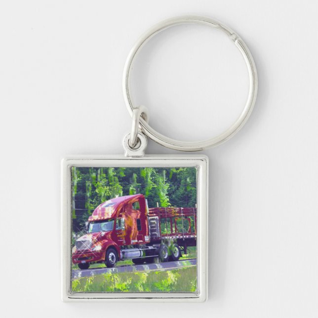 BIG RIG FREIGHT TRUCK LOVERS Art Keychain (Front)