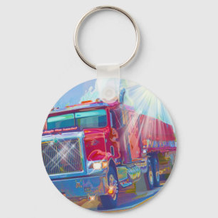 BIG RIG FREIGHT TRUCK LOVERS Art Keychain