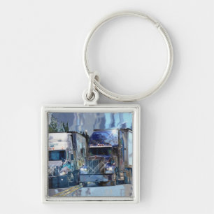 BIG RIG FREIGHT TRUCK LOVERS Art Keychain