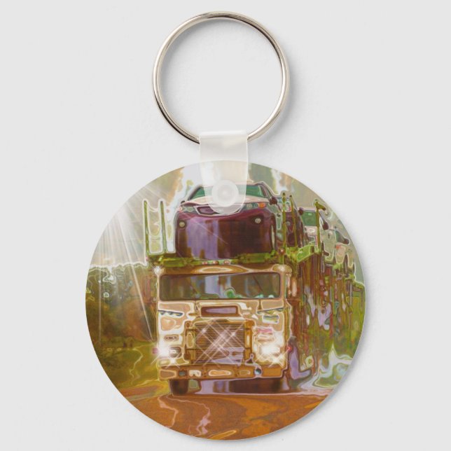 BIG RIG FREIGHT TRUCK LOVERS Art Keychain (Front)
