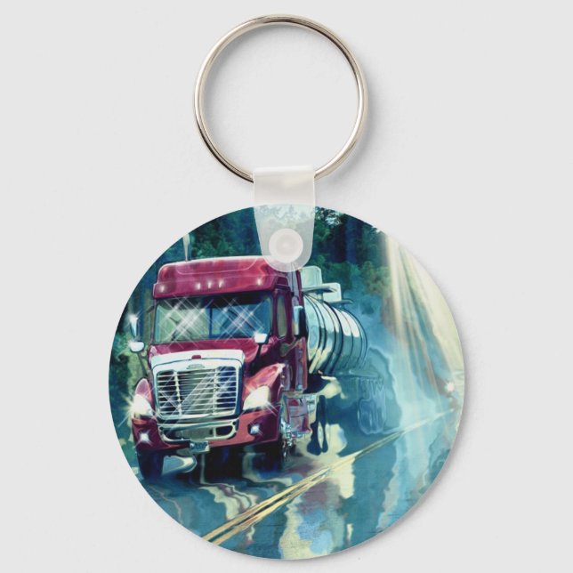 BIG RIG FREIGHT TRUCK LOVERS Art Keychain (Front)