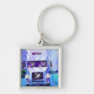 BIG RIG FREIGHT TRUCK LOVERS Art Keychain