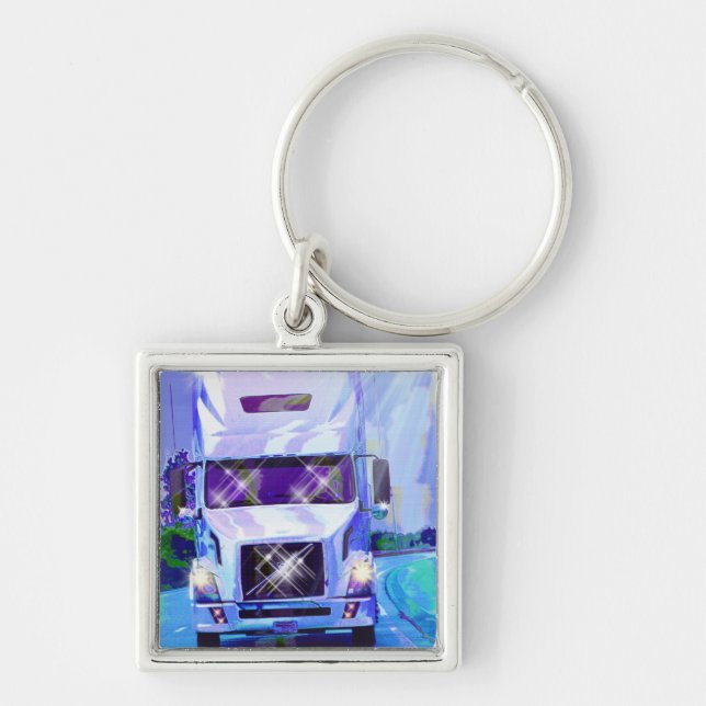 BIG RIG FREIGHT TRUCK LOVERS Art Keychain (Front)