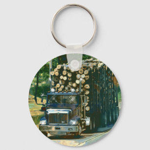 BIG RIG LOGGING TRUCK LORRY Art Keychain