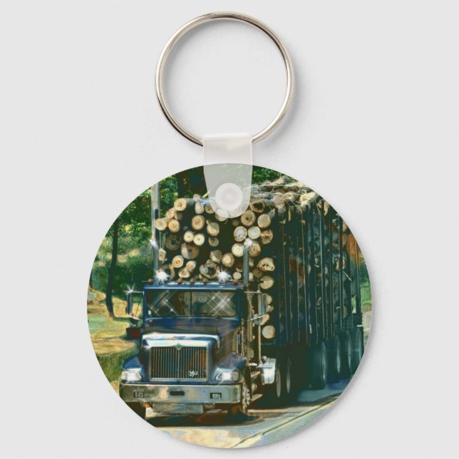 BIG RIG LOGGING TRUCK LORRY Art Keychain (Front)