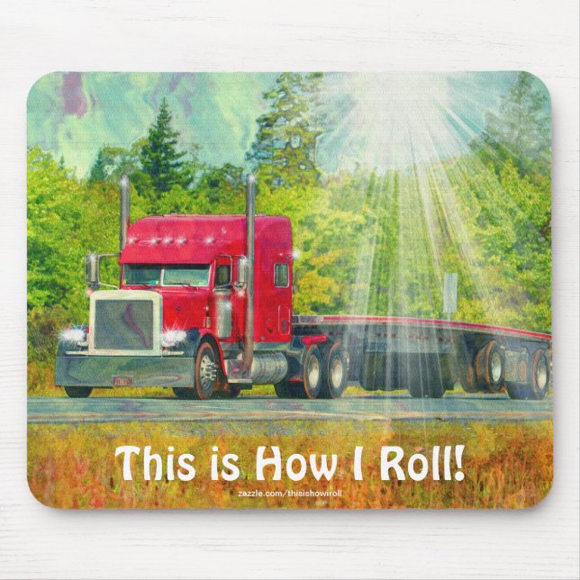 Big Rig Red Cargo Truck for Kids and Truckers Mouse Pad (Front)