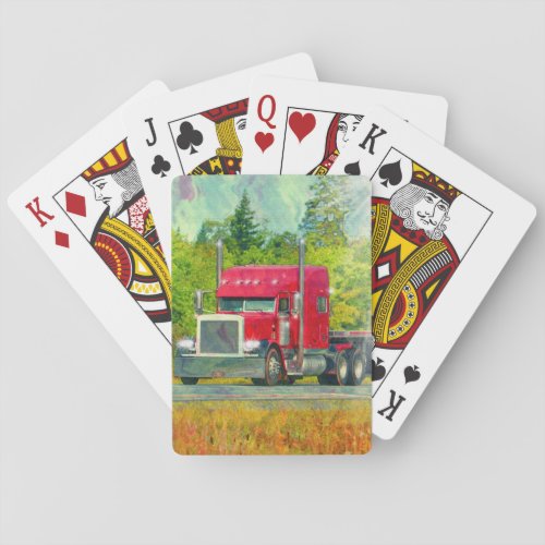 Big Rig Red Truck Heavy Transport Vehicle Poker Cards