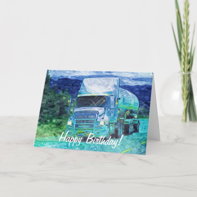 Big Rig Road-liner Truck-lover Birthday Card (Front)