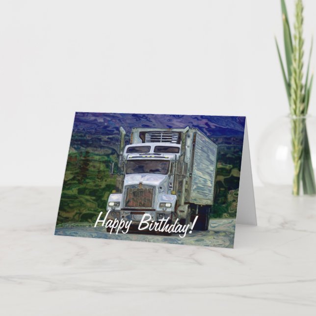Big Rig Road-liner Truck-lover Birthday Card (Front)
