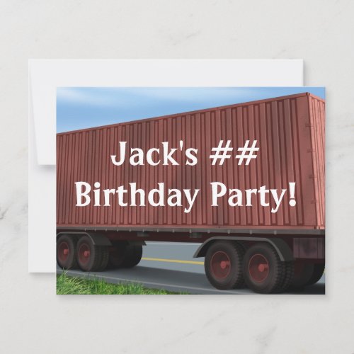 Big Rig Semi Truck Birthday Party Invitations