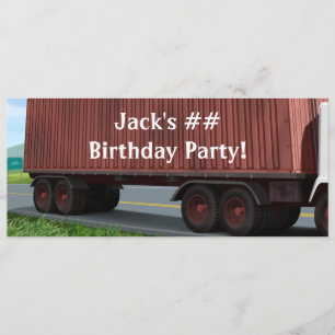 Big Rig Semi Truck Birthday Party Invitations