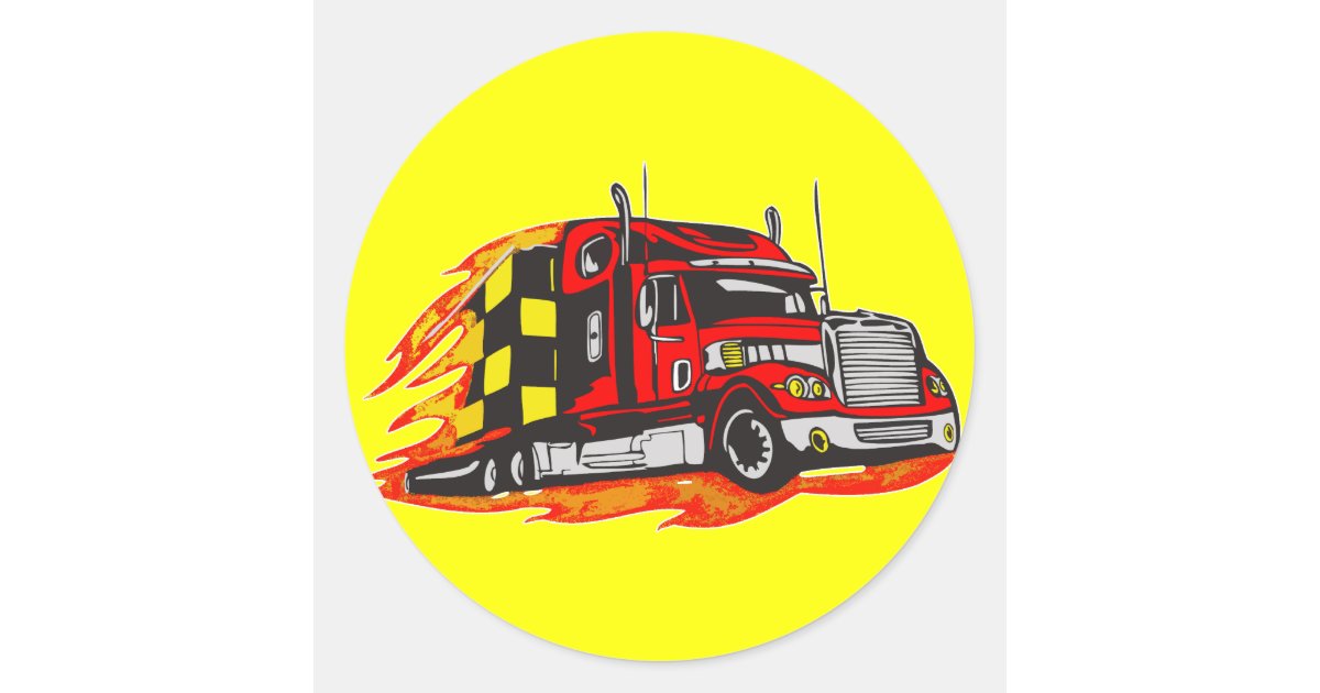 Big Rig Truck Classic Round Sticker | Zazzle