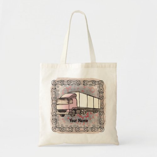 Big Rig Truck custom name tote bag