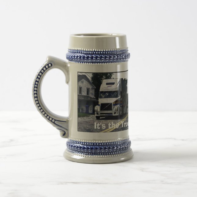 Big Rig White Cargo Truck for Lorry-drivers & Kids Beer Stein (Left)