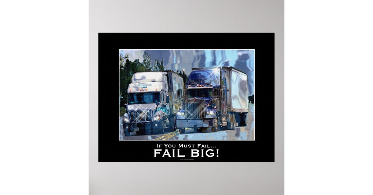 BIG RIGS About To COLLIDE Modern Art Poster | Zazzle