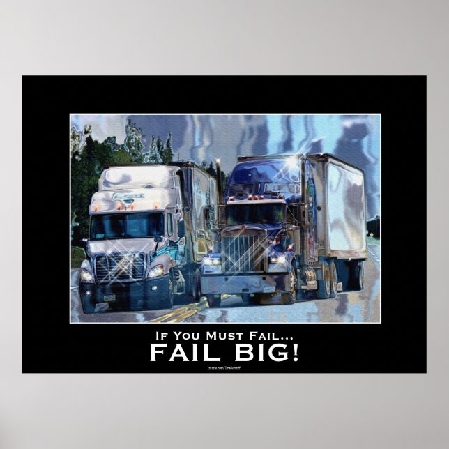 BIG RIGS About To COLLIDE Modern Art Poster (Front)