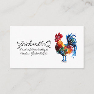 Big Rooster Watercolor Business Card