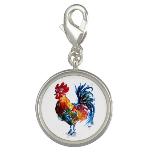 Big Rooster Watercolor Charm