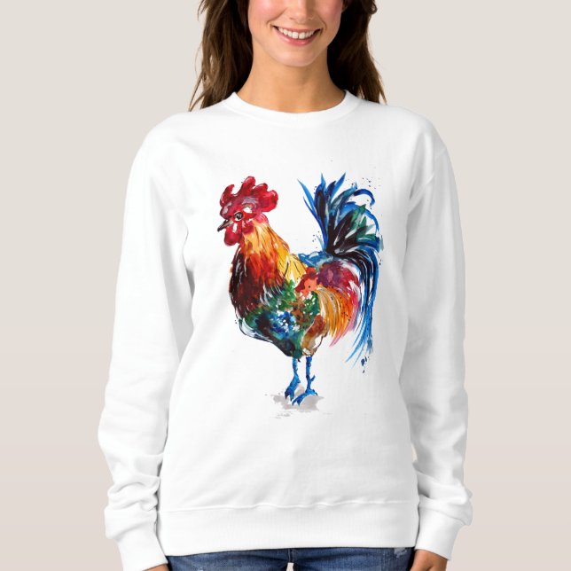 Big Rooster Watercolor Sweatshirt (Front)