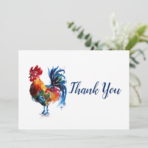 Big Rooster Watercolor Thank You Card