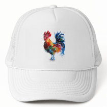 Big Rooster Watercolor Trucker Hat