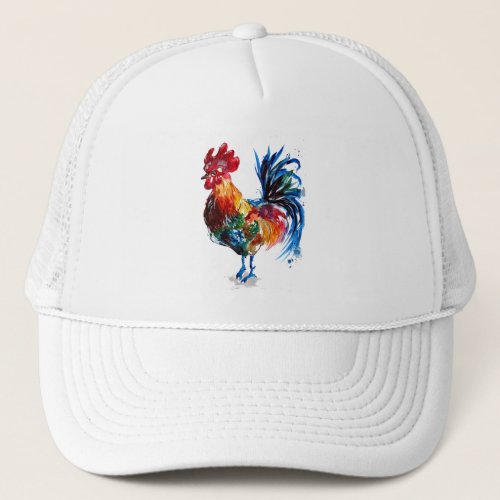 Big Rooster Watercolor Trucker Hat