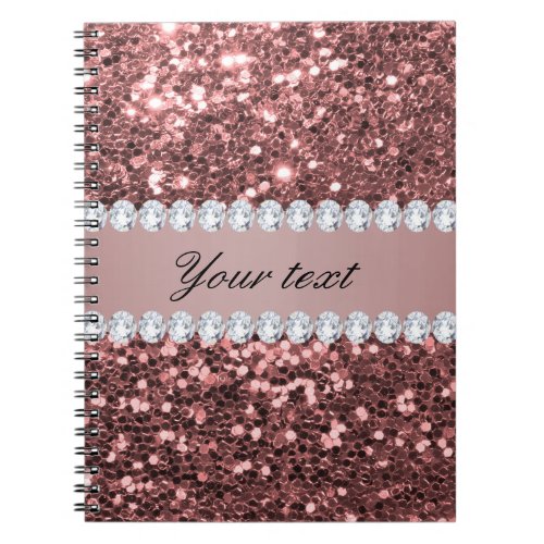 Big Rose Gold Faux Glitter and Diamonds Notebook