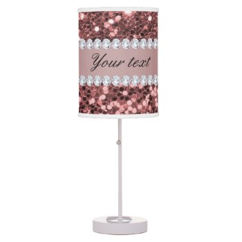 Big Rose Gold Faux Glitter And Diamonds Table Lamp by glamgoodies at Zazzle
