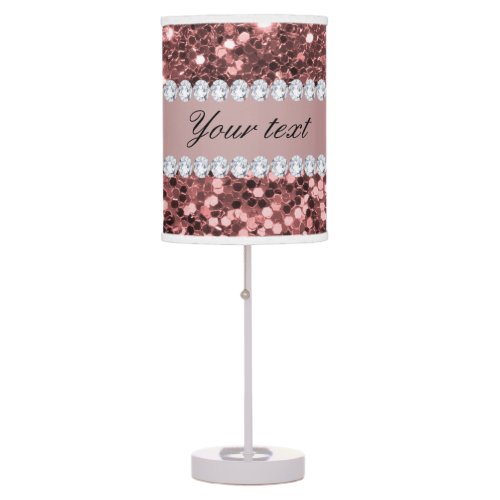 Big Rose Gold Faux Glitter and Diamonds Table Lamp