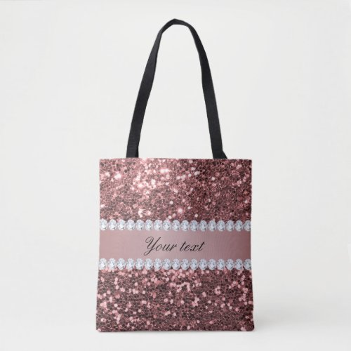 Big Rose Gold Faux Glitter and Diamonds Tote Bag