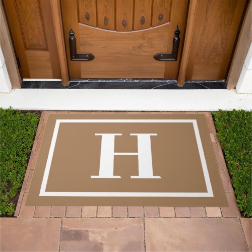 Big Rustic Brown Bold Monogram Letter Doormat