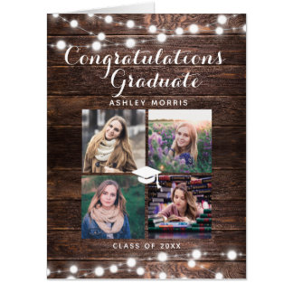 Big Rustic Congratulations Graduate Photo Collage Card