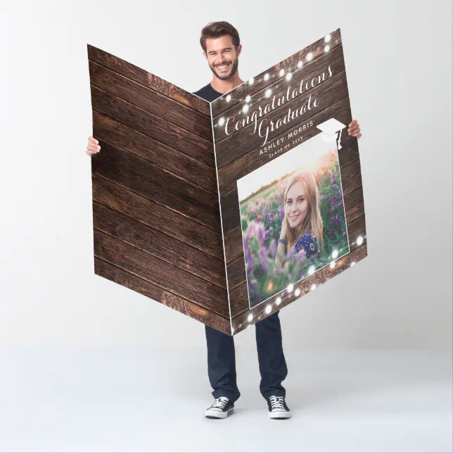 Big Rustic Congratulations Graduate Photo Jumbo Card | Zazzle