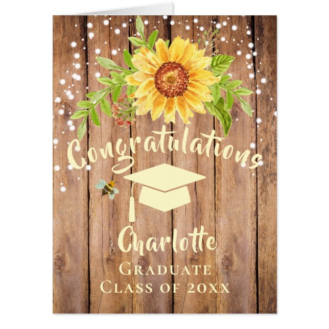 Big Rustic Graduation Congratulation Sunflower Card (Front)