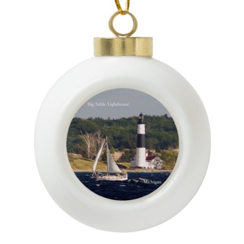 Big Sable Point Lighthouse &amp; Boat ornament