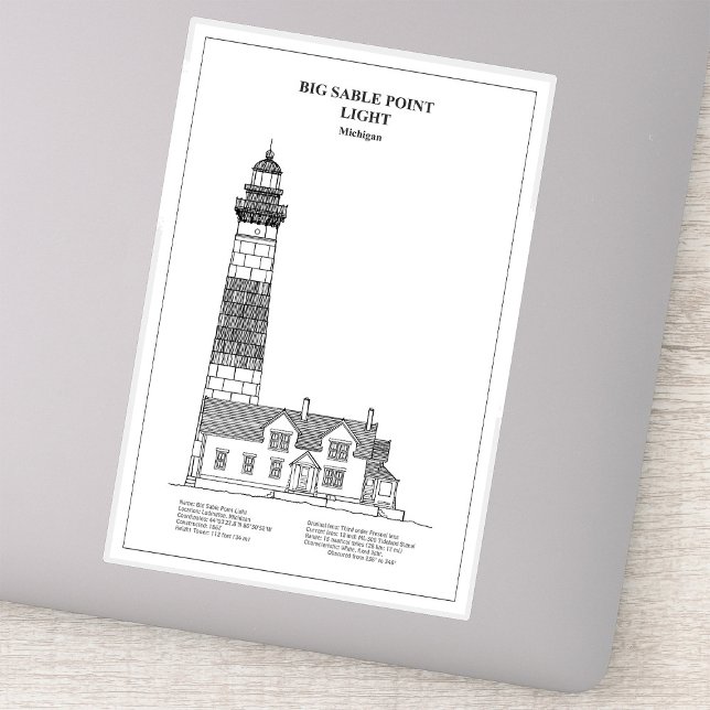 Big Sable Point Lighthouse - Michigan - BD Sticker (Big Sable Point Lighthouse - Michigan - BD. Sticker)