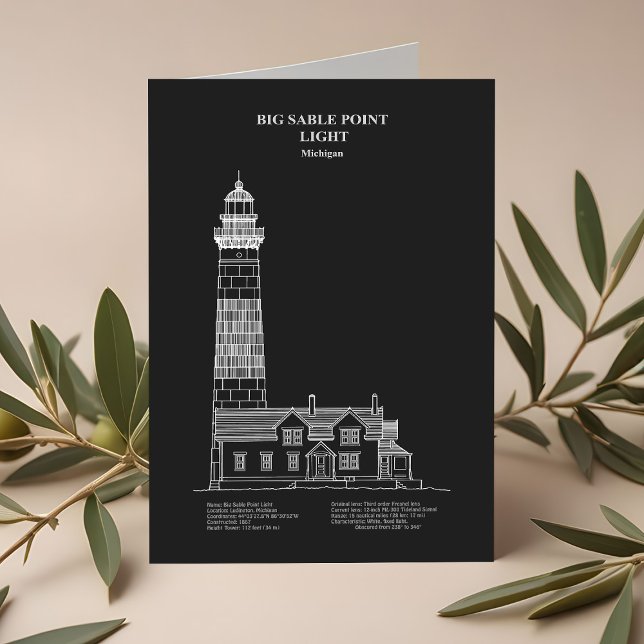 Big Sable Point Lighthouse - Michigan – PD Letterpress Thank You Card (Big Sable Point Lighthouse - Michigan – PD. Thank You Card )