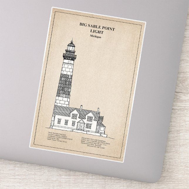 Big Sable Point Lighthouse - Michigan - SBD Sticker (Big Sable Point Lighthouse - Michigan - SBD. Sticker)