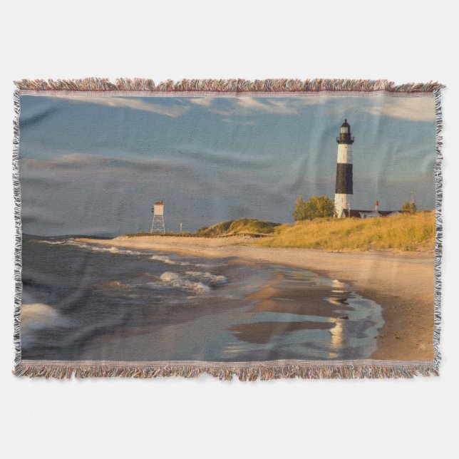 Big Sable Point Lighthouse On Lake Michigan 2 Throw Blanket (Front)