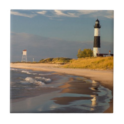 Big Sable Point Lighthouse On Lake Michigan 2 Tile