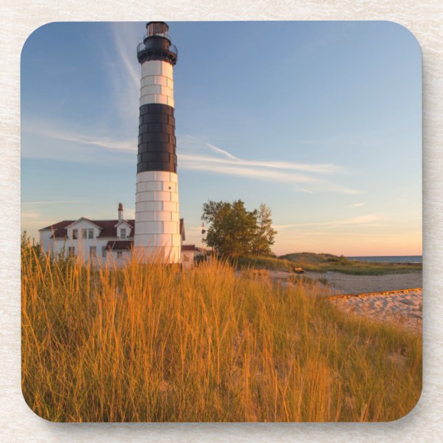 Big Sable Point Lighthouse On Lake Michigan 3 Beverage Coaster (Front)
