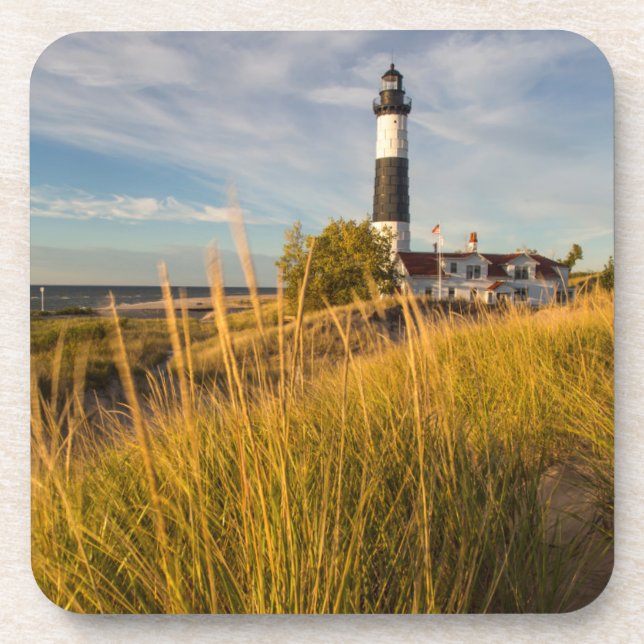 Big Sable Point Lighthouse On Lake Michigan Beverage Coaster (Front)