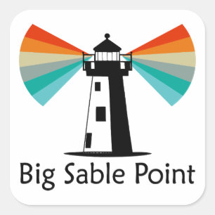 Big Sable Point Lighthouse Rainbow Square Sticker