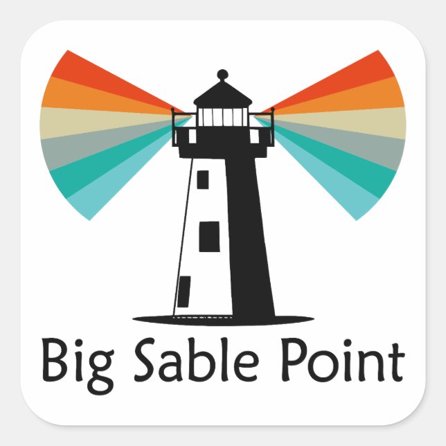 Big Sable Point Lighthouse Rainbow Square Sticker (Front)