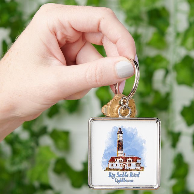 Big Sable Point Lighthouse Watercolor - Michigan Keychain (Creator Uploaded)